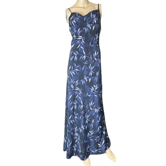 Vintage Fairweather Blue Floral Chiffon Maxi Dress Sz 6 Prom Evening Gown - Picture 1 of 6